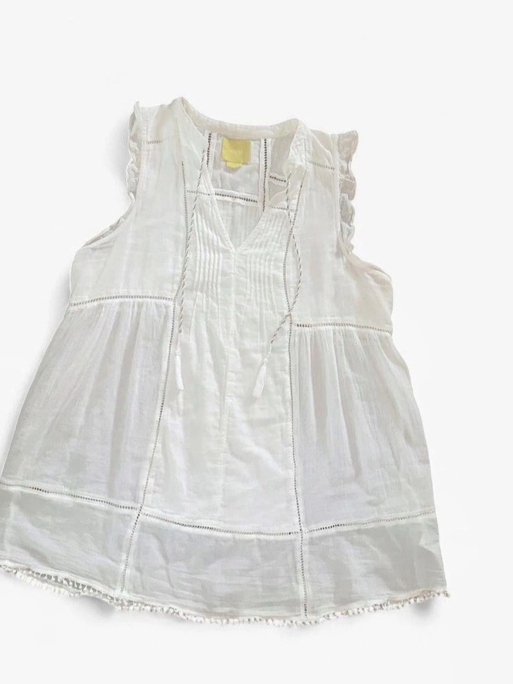 Maeve women’s White Ruffle Tunic shirt Size 12